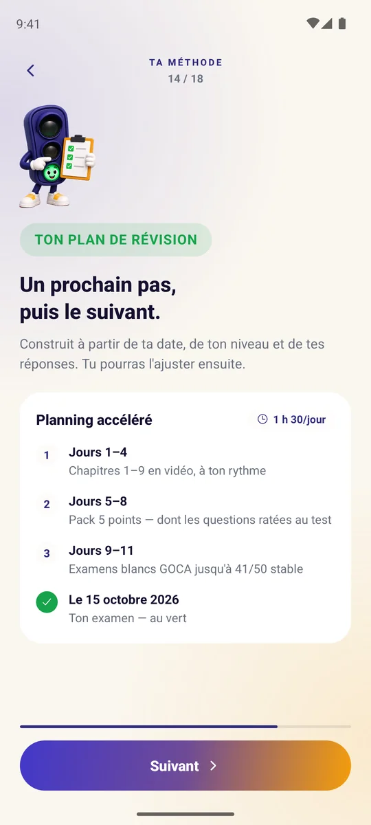 Le plan de révision calé sur la date d'examen